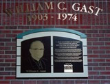 Plaque at the entrance to the Gast Business Library