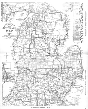official 1921 auto trails map, district number 3